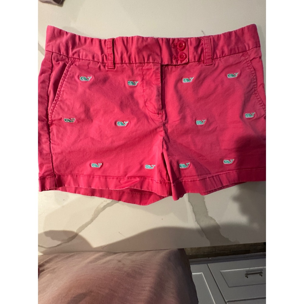 Vineyard Vines Pink Whale Embroidered Chino Shorts Womens Size 6 Preppy Coastal‎